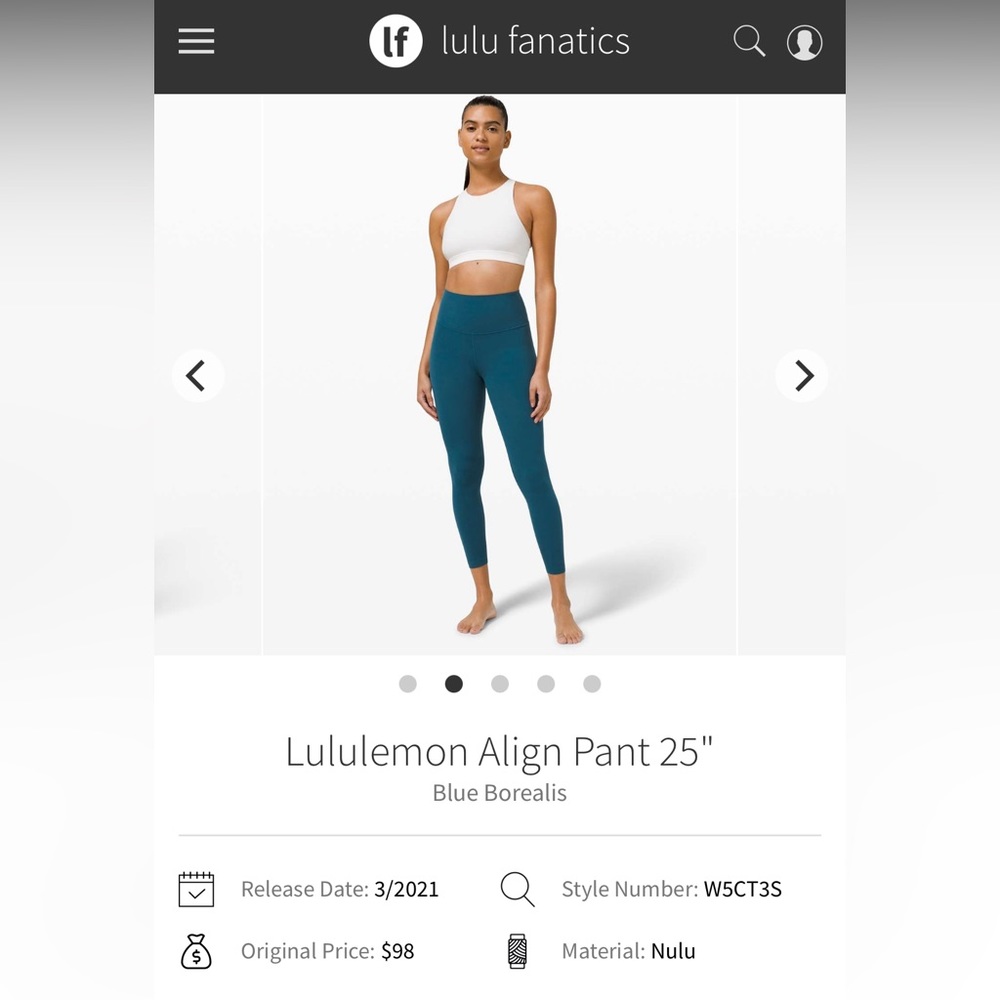 NWT Lululemon’s Align HR Pant 25” blue borealis sz18